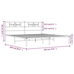 Berkfield Metal Bed Frame With Headboard Black 180X200 Cm 6Ft Super King Size - thumbnail 9