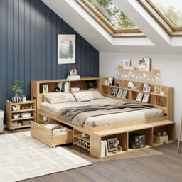 Double Multifunctional Bed With Drawers, Bookcase And Storage Cupboard - thumbnail 5