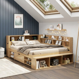 Double Multifunctional Bed With Drawers, Bookcase And Storage Cupboard - thumbnail 6