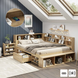 Double Multifunctional Bed With Drawers, Bookcase And Storage Cupboard - thumbnail 4