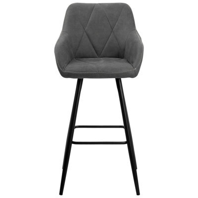 Beliani Set Of 2 Grey Fabric Bar Stools With Arms And Quilted Backrest - 103 Cm - image 1
