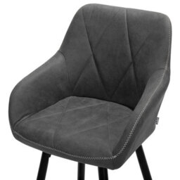 Beliani Set Of 2 Grey Fabric Bar Stools With Arms And Quilted Backrest - 103 Cm - thumbnail 8