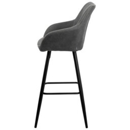 Beliani Set Of 2 Grey Fabric Bar Stools With Arms And Quilted Backrest - 103 Cm - thumbnail 6