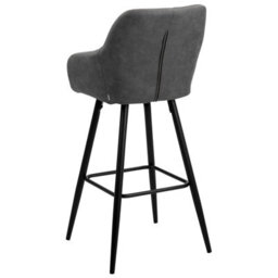 Beliani Set Of 2 Grey Fabric Bar Stools With Arms And Quilted Backrest - 103 Cm - thumbnail 7