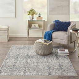 Modern Rug, Floral Rug For Bedroom, & Living Room, Optical/ (3D) Rug For Dining Room, Beige Blue Rug-66 X 229Cm (Runner) - thumbnail 2