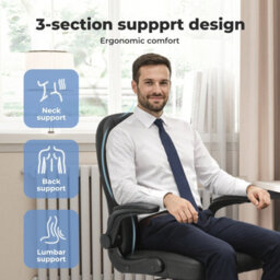 Levede Office Computer Chair Pu Leather Swivel Recliner  Flip-Up Armrests - thumbnail 8