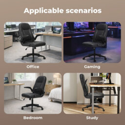 Levede Office Computer Chair Pu Leather Swivel Recliner  Flip-Up Armrests - thumbnail 9