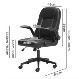 Levede Office Computer Chair Pu Leather Swivel Recliner  Flip-Up Armrests - thumbnail 4