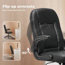 Levede Office Computer Chair Pu Leather Swivel Recliner  Flip-Up Armrests - thumbnail 6