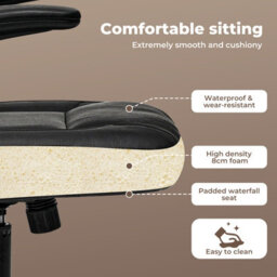 Levede Office Computer Chair Pu Leather Swivel Recliner  Flip-Up Armrests - thumbnail 7