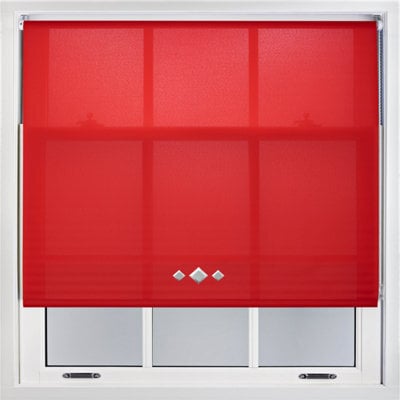 FURNISHED Trimmable Roller Blind With Triple Diamond Chrome Eyelet And Metal Fittings - Red Daylight Shade (W)210Cm X (L)165Cm