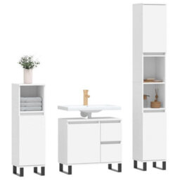 Berkfield 3 Piece Bathroom Furniture Set White Engineered Wood - thumbnail 3
