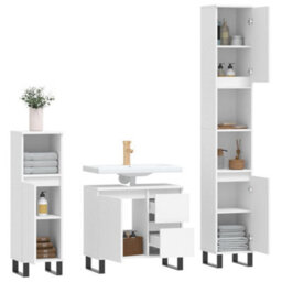 Berkfield 3 Piece Bathroom Furniture Set White Engineered Wood - thumbnail 4