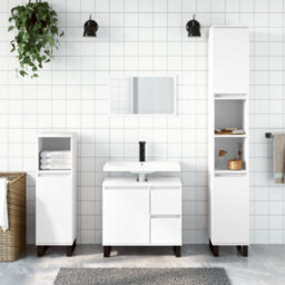 Berkfield 3 Piece Bathroom Furniture Set White Engineered Wood - thumbnail 1