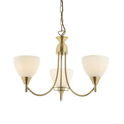 Anson Lighting Royal Antique Brass And Opal Glass 3 Light Ceiling Pendant - image 1