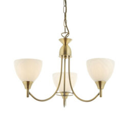 Anson Lighting Royal Antique Brass And Opal Glass 3 Light Ceiling Pendant - thumbnail 1