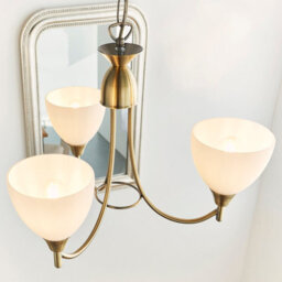 Anson Lighting Royal Antique Brass And Opal Glass 3 Light Ceiling Pendant - thumbnail 2