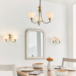 Anson Lighting Royal Antique Brass And Opal Glass 3 Light Ceiling Pendant - thumbnail 3
