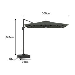 Breeins Dark Grey Garden Square Cantilever Parasol With Solar-Powered Led Lights - thumbnail 6