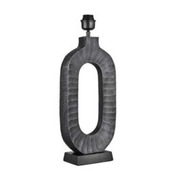 Industville Ornate Oval Table Lamp, Pewter Base, Rounded Rectangle Cotton Shade - thumbnail 3