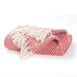 Ehc Cotton Handwoven Reversible Single Sofa Throw Arm Chair Cover 125 X 150 Cm - Red