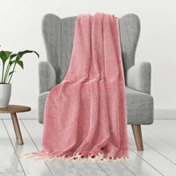 Ehc Cotton Handwoven Reversible Single Sofa Throw Arm Chair Cover 125 X 150 Cm - Red - thumbnail 2