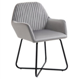 Grey Modern Accent Chair Upholstered Lounge Armchair Metal Base - thumbnail 5