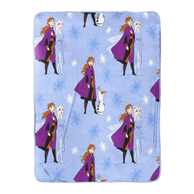 Disney Frozen Frozen Childrens/kids Plush Fleece Elsa & Anna Blanket Blue/purple (100Cm X 150Cm) - image 1