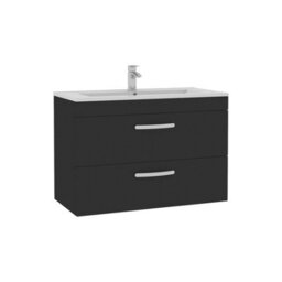 Royal Bathrooms Turin 800mm Matt Black Wall Hung Vanity Unit 2 Drawer With Minimalist Basin - thumbnail 6