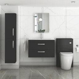 Royal Bathrooms Turin 800mm Matt Black Wall Hung Vanity Unit 2 Drawer With Minimalist Basin - thumbnail 4