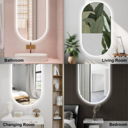Probaty Bathrooms Oval Mirror 60X80Cm With 3-Color Led Illuminated,touch Sensor,anti-Fog Ip44,wall Backlit Vanity Runway Mirror - thumbnail 7