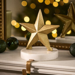 Dibor Marble And Gold Star Decorative Stocking Hook Fireplace Stocking Holder Christmas Stocking Holder