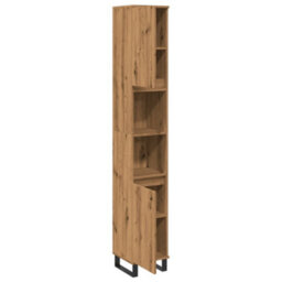 Berkfield Bathroom Cabinet Artisan Oak 30X30X190 Cm Engineered Wood - thumbnail 7