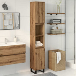 Berkfield Bathroom Cabinet Artisan Oak 30X30X190 Cm Engineered Wood - thumbnail 3