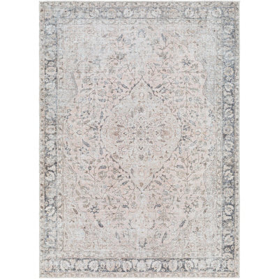 Livabliss Amelie-Washable Grey Pink Traditional Vintage Boho Living Dining Rug 200 X 275 Cm Easy Care, Non Shedding - image 1