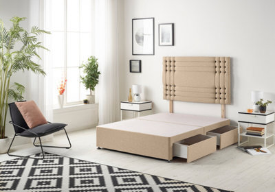 Somnior Beds Somnior Flexby Plush Beige Divan Bed Base With 2 Drawers And Headboard - Small Double - image 1