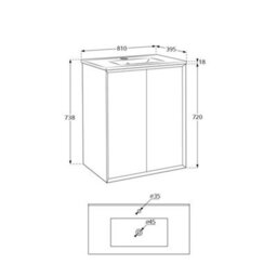 Homestylestore Anthracite 810mm Wall Hung Bathroom Vanity Unit With Basin And Brushed Copper Finger Pull Handle - thumbnail 4