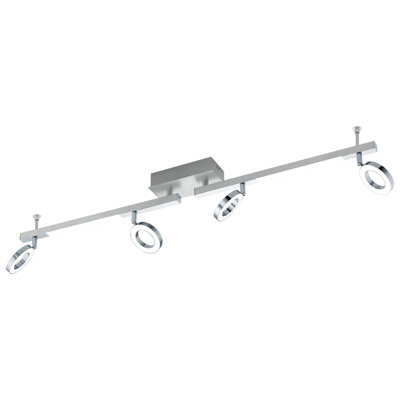 Wall 6 Spot Light Aluminium Chrome Shade Satined Plastic Bulb Led 4X3.2W 2X3.3W - image 1