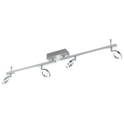 Wall 6 Spot Light Aluminium Chrome Shade Satined Plastic Bulb Led 4X3.2W 2X3.3W