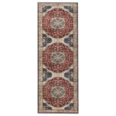 Bedlooms Whisper Cashmere Rug 60X220Cm, Red Floral Pattern, Non-Slip, Stain Resistant, Thick Soft Long Narrow Runner - image 1
