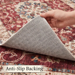 Bedlooms Whisper Cashmere Rug 60X220Cm, Red Floral Pattern, Non-Slip, Stain Resistant, Thick Soft Long Narrow Runner - thumbnail 2
