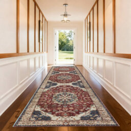 Bedlooms Whisper Cashmere Rug 60X220Cm, Red Floral Pattern, Non-Slip, Stain Resistant, Thick Soft Long Narrow Runner - thumbnail 8