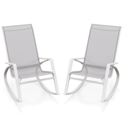 2 Pieces Patio Rocking Chairs Outdoor Sling Fabric Rockers W/ Backrest - image 1