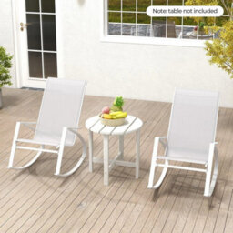 2 Pieces Patio Rocking Chairs Outdoor Sling Fabric Rockers W/ Backrest - thumbnail 3