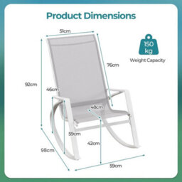 2 Pieces Patio Rocking Chairs Outdoor Sling Fabric Rockers W/ Backrest - thumbnail 2