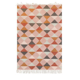 Aletris Pink Geometric Durable Rug With Off White Fringe 260X180Cm - thumbnail 7