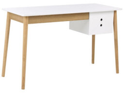 Wyld And Coco Novahome Desk White And Light Brown 120 X 50 Cm With Drawer Storage - thumbnail 3