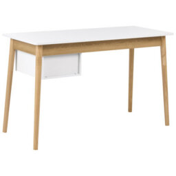 Wyld And Coco Novahome Desk White And Light Brown 120 X 50 Cm With Drawer Storage - thumbnail 6