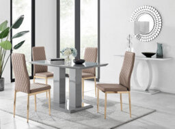 Furniturebox Uk Imperia 4 Grey Dining Table And 4 Cappuccino Gold Leg Milan Chairs - thumbnail 1