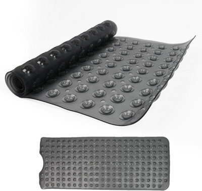Divchi Shower Bath Mat Non Slip Anti Mould & Mildew With Strong Suction Cups Grip And Drain Holes Grey 40X100Cm - image 1